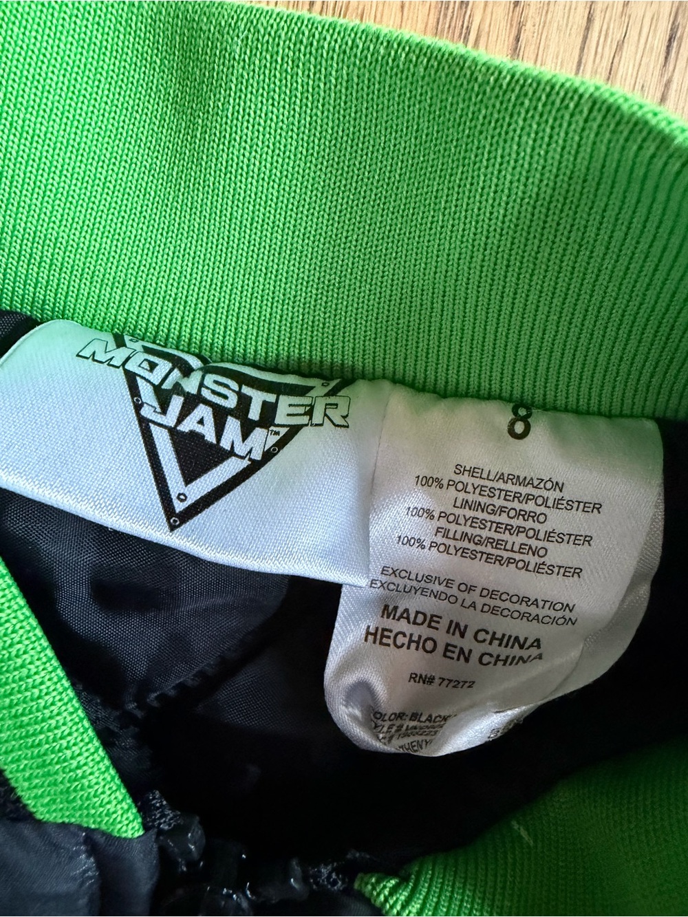 Monster Jam Grave Digger Kids Black and Green Jacket Size 8 - Picture 5 of 5